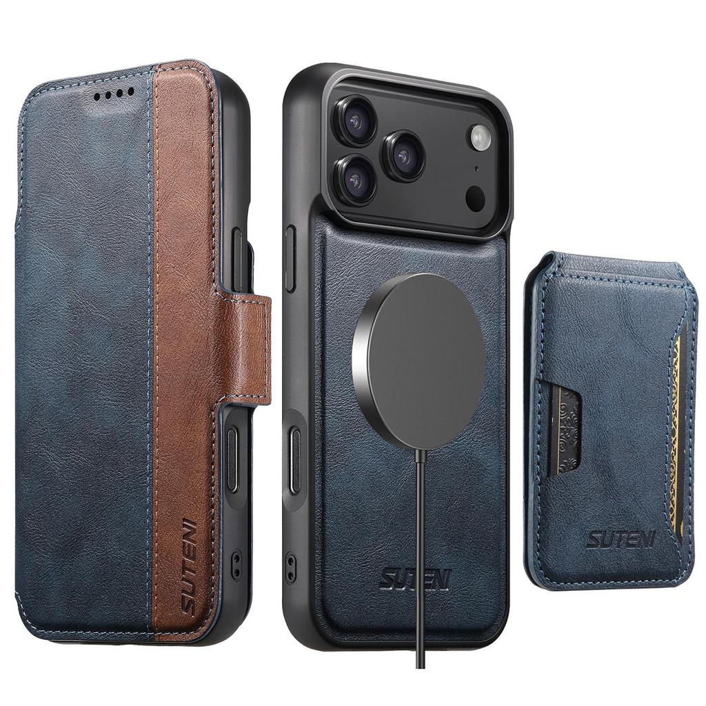 iPhone 17 Pro Max Flip Case with Card Slot, Magnetic Charging, Stand, and Leather Finish