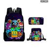3pcs Set School Bags Kids Bags 3D New Product Geometry Dash Student Backpack Crossbody Bag Pencil Cas Bookbags