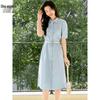 Elegant Short Sleeve Commuter Shirt Dress with Tie-Waist
