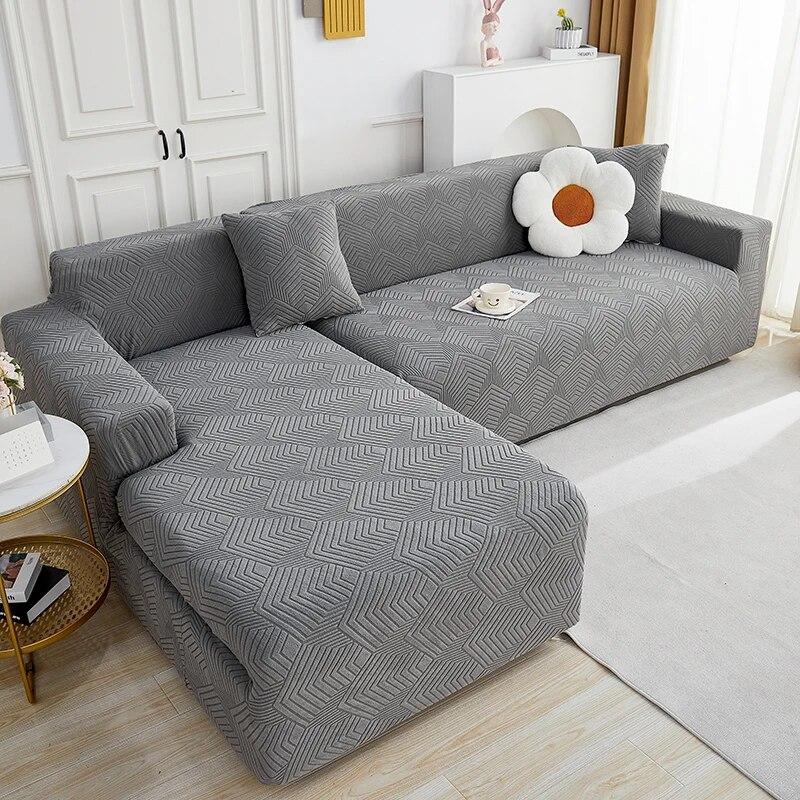 Žakárový potah na pohovku do obývacího pokoje, potah na sedák pohovky, nastavitelný potah na pohovku, rohový potah na pohovku ve tvaru L, domácí dekorace, pratelný