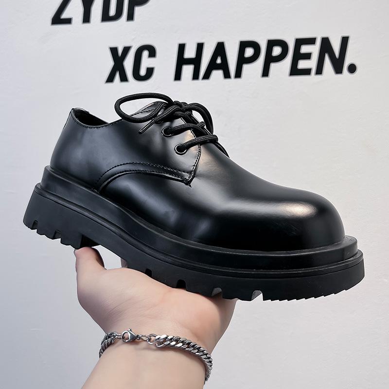 

Туфли дерби мужские туфли Martin в британском стиле с круглым носком и большим носком туфли на платформе повседневные кожаные туфли 3236-A 38 чёрный