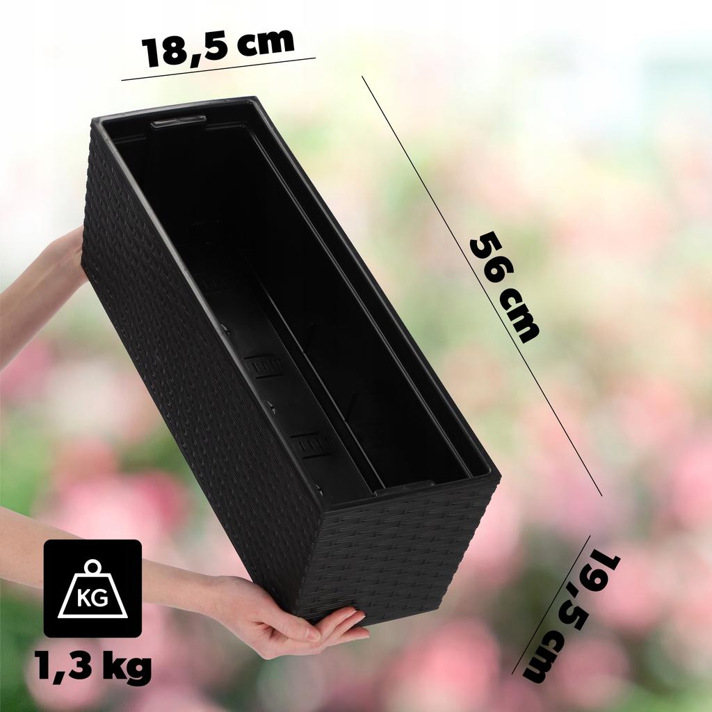KADAX Balcony Box Flowerpot + Insert 19x56cm