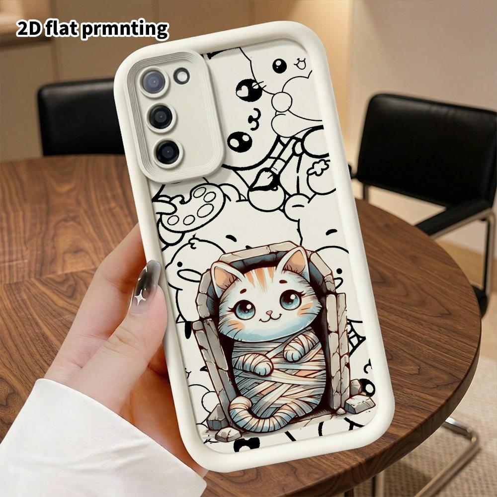 Phone Case: 2D flat, suitable for Samsung Galaxy A34 A35 M05 M06 S20 S22 S21 FE Plus 5G protective cases, mummy kitten, perfect Christmas and Hallowee