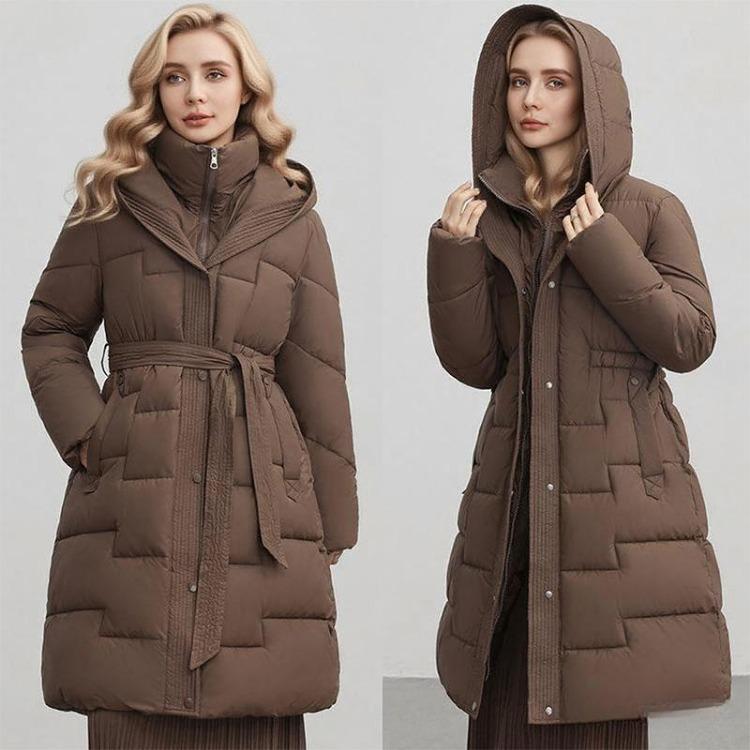 Lightweight Fluffy Hooded Jacket Warm Solid Color Casual Coat Medium Length Loose Sports Cotton Fabric High Quality