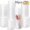 WTEMPO Pen Holders Transparent Storage Cups for Desk Organizers Office Supplies Modern Desk Accessory Durable Plastic Holder Desk Organizer Holder