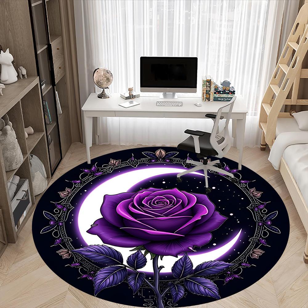 1pc Purple Rose Decorative Chair Carpet for Office  Machine Washable Rug for Office,  Good Gift for Family or Friends yy251225239