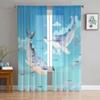 Cartoon Fish Tulle Sheer Window Curtains for Living Room Kitchen Children Bedroom Voile Hanging Curtain