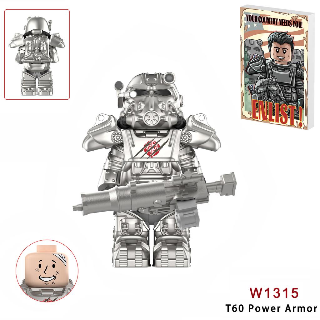Neueste Bos Game T60 Power Rüstung Armee Offiziere Soldaten Figur Maschinengewehr Modell Bausteine Kinderspielzeug Geschenke Junge Mädchen Juguetes