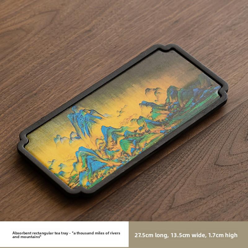 Water Absorbent Dry Brew Tea Tray Melamine Gongfu Tea Set Accessories Dunhuang Style Non Slip Tea Table for Home Hotel Use
