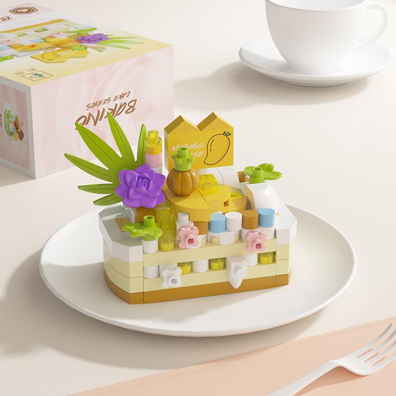 Delicious Dessert Cake Constructor Block,Strawberry Fruit Chocolate Sweet Cake Home Decor Toys,Assembly Gifts For Children Girls