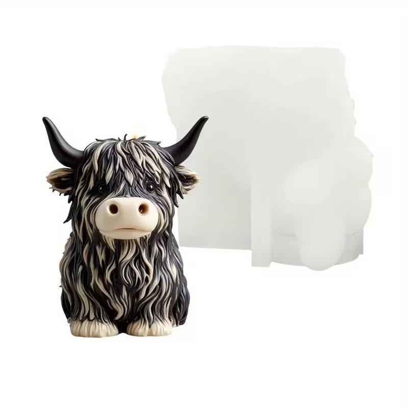 A Top Quality Reusable Animal Shaped Mold for DIY Handmade Candles Highland Cow Silicone Candle Mold Plaster & Resin Crafts