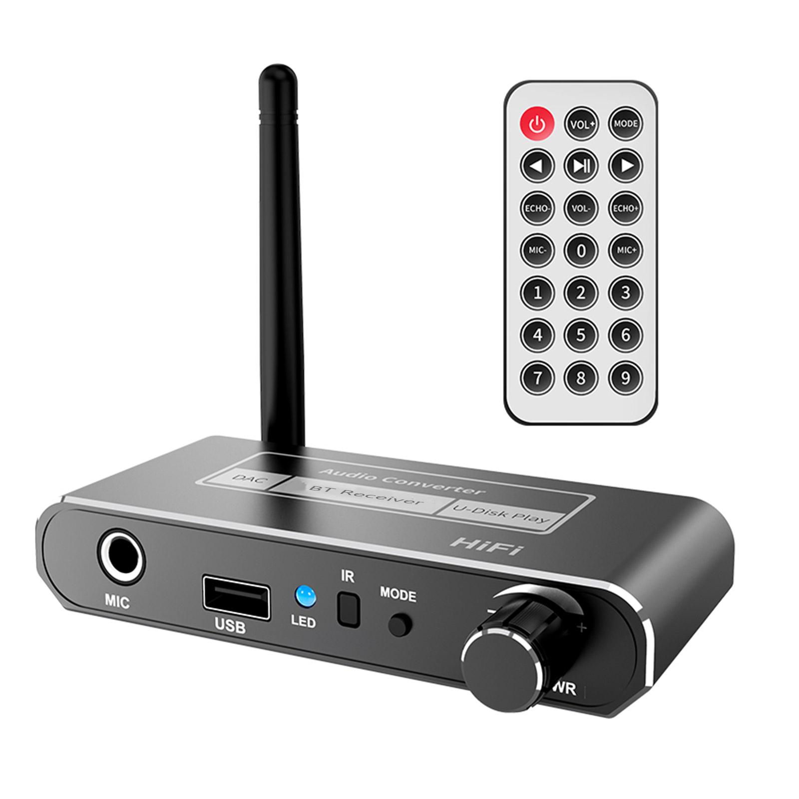 

Беспроводной аудиоконвертер ЦАП Bluetooth-совместимый приемник 5.1 Поддержка USB U-Disk Play с микрофоном Дистанционное управление