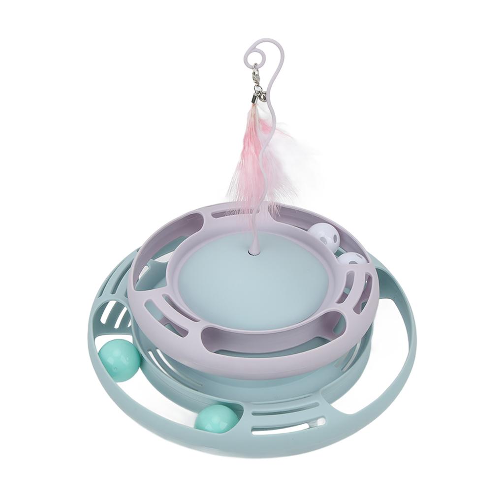 Katzen-Drehtisch-Spielzeug Sicher Multifunktional Attraktiv Puzzle-Drehtisch Kätzchen-Spielzeug mit Lustigem Katzenstab