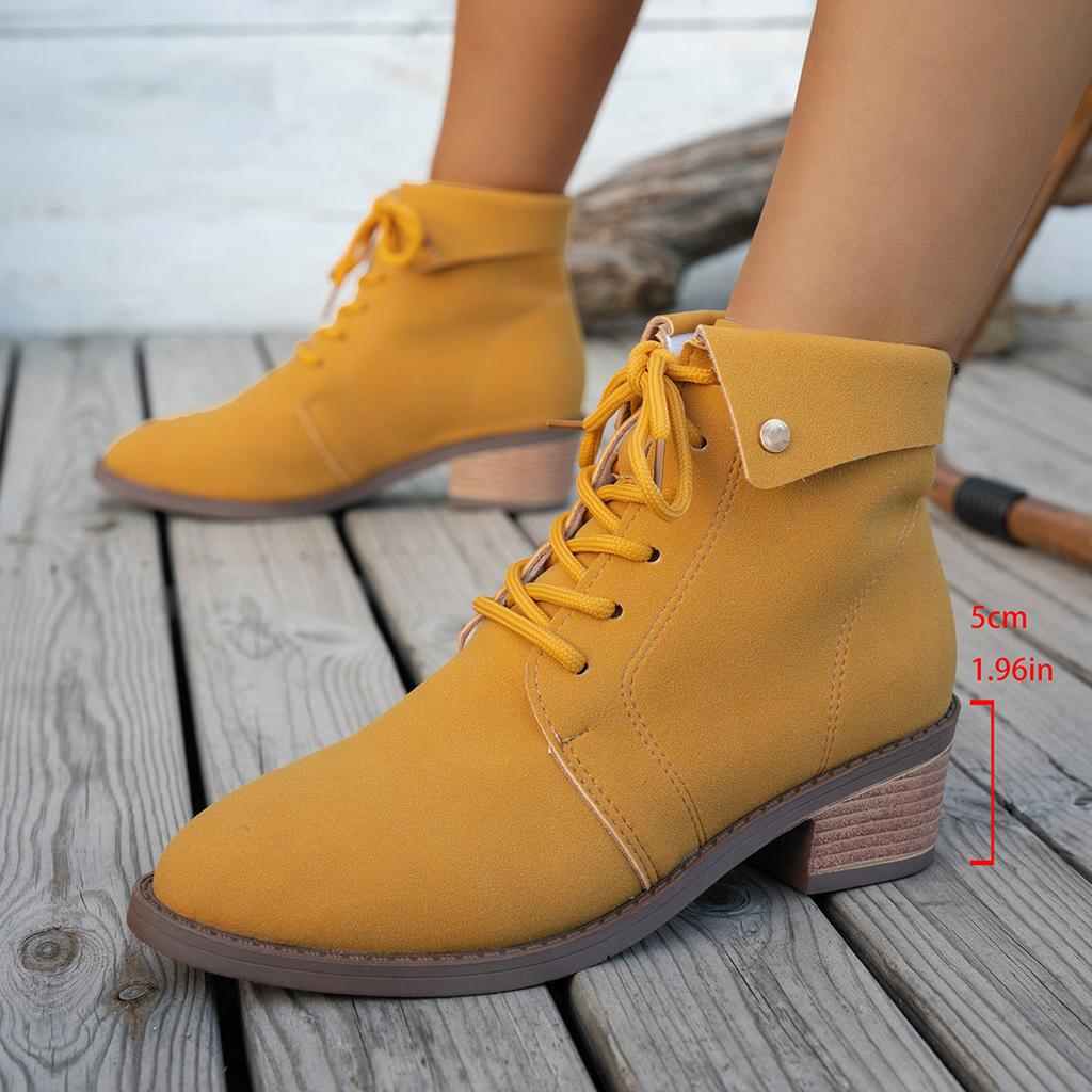 Women'S Fashion Boots Thick Heel Pointed Toe Strap Versatile And Comfortable Shoes Womens Winter Boots Botas Invierno Mujer