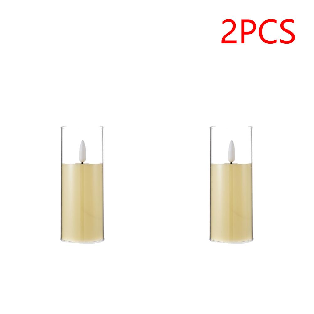 Led Electronic Candles Light Flameless Battery Operated Flickering Lamp Clear Acrylic Glass Battery Powered Wedding Party Christ