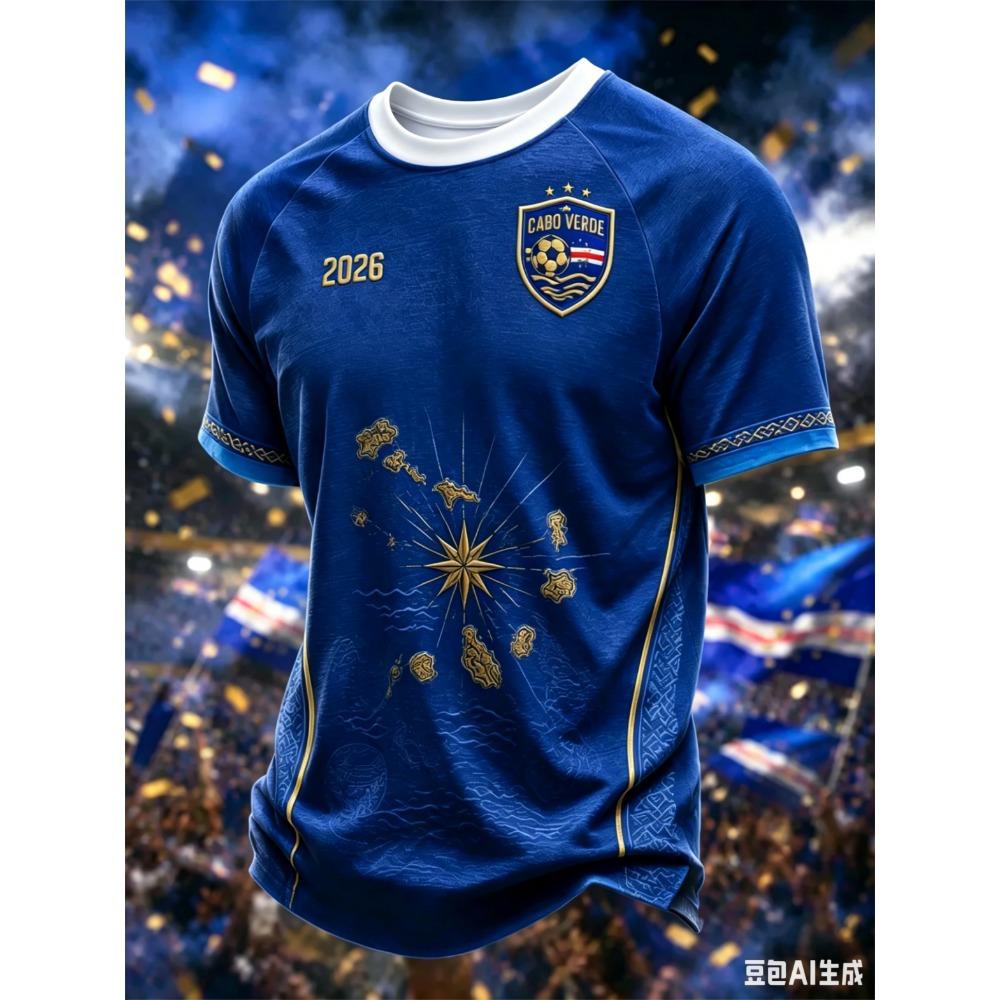2026 Maglia Squadra di Calcio di Capo Verde Uomo Manica Corta T-shirt Stampata 3D Maglietta Sportiva Fantasia Completa Donna Maglietta Top Harajuku