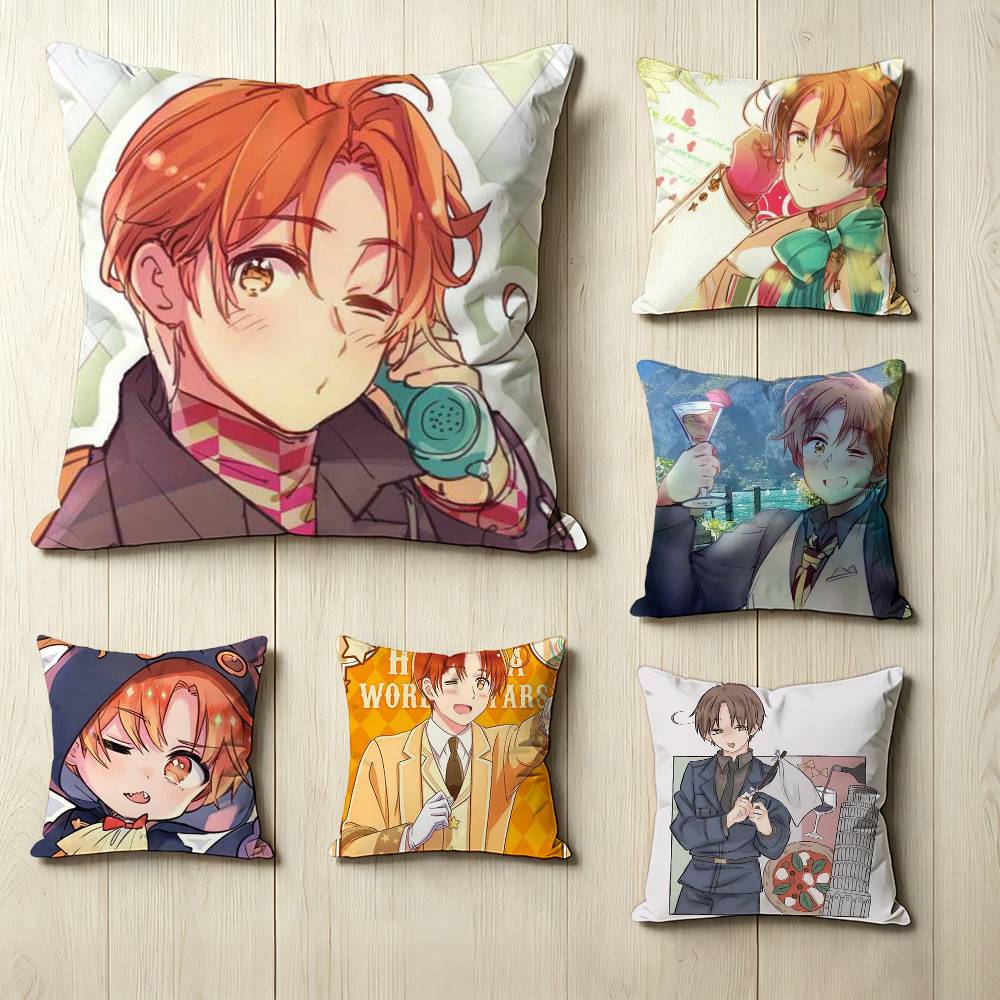 H-Hetalia W-World Stars N-North Italy Pillow Case Square Double-Sided Sofa Cushion Cover Bedroom Bedside Pillow