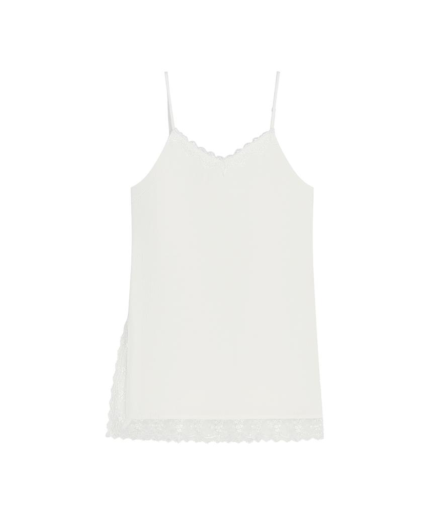 Siyajyu Sitp5282 Lace Silky Slip Top_White