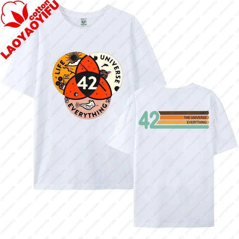 42 Life Universe Everything 2 Side Print TShirt Vintage Pyramid Hitchhikers Guide Galaxy Graphic T Shirts ShortSleeve Tees