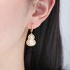 Gourd-Shaped Gold-Plated Pearl Earrings with Zircon Inlay - Elegant and Stylish Design