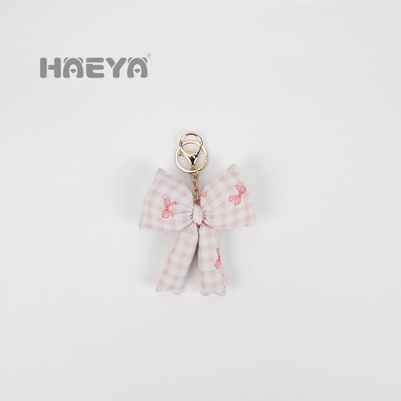 Korean Plaid Bow Keyring Doll Bag Charm Ornament