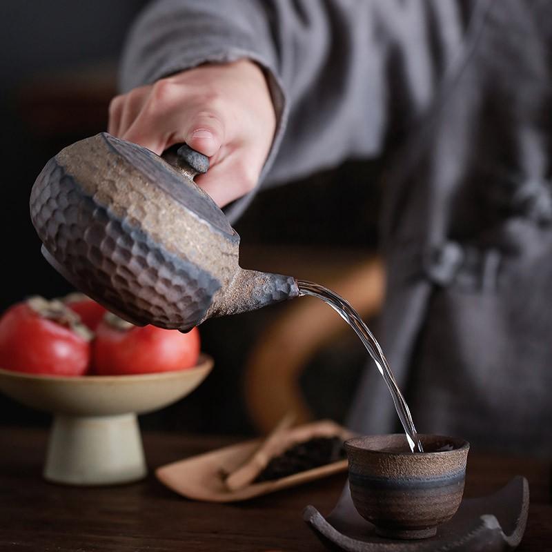 200ml Coarse Pottery Teapot Warm Tea Vintage Ceramic Boiling Teapot Kung Fu Tea Set