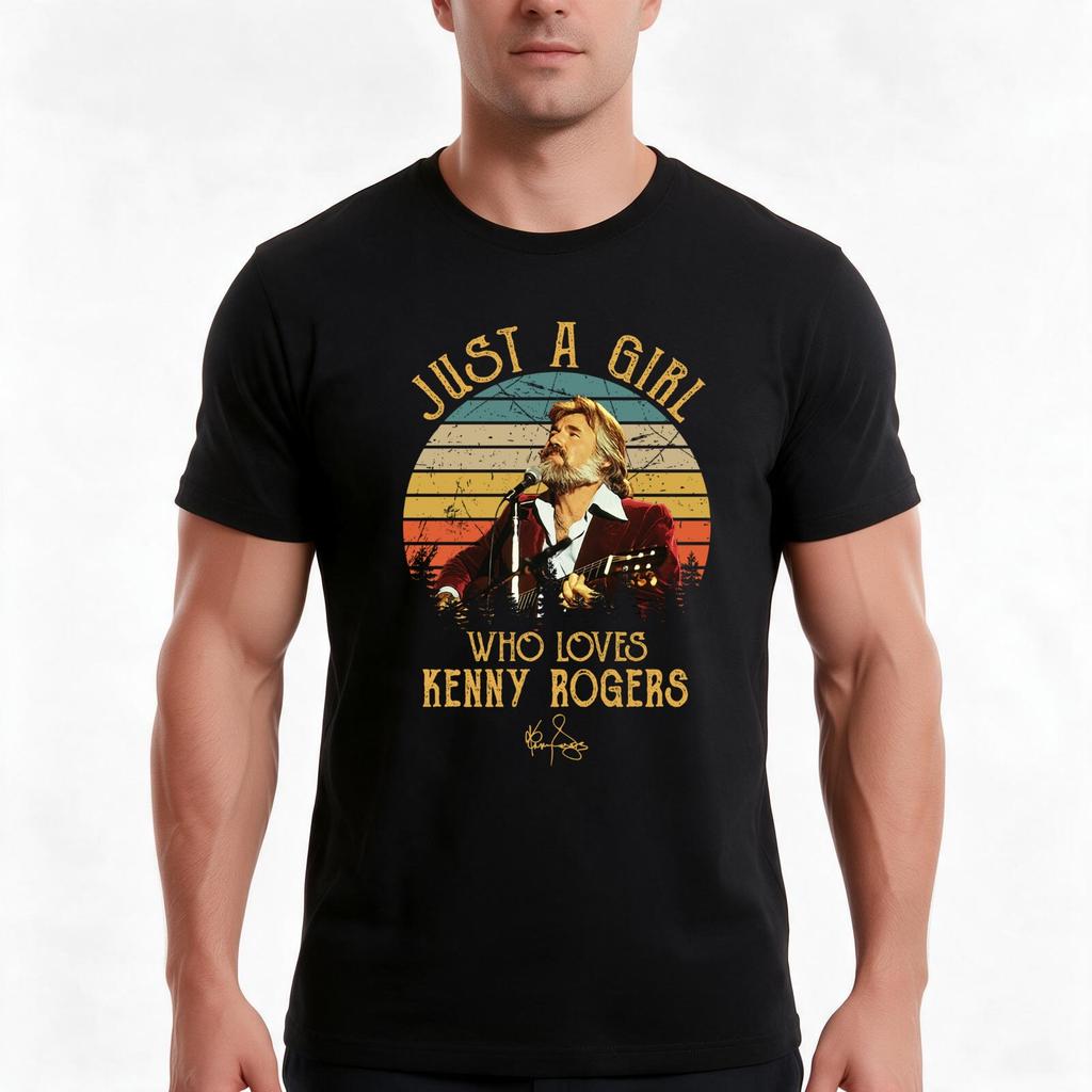 Vintage Just A Girl Who Loves Kenny Rogers Tshirt Summer Casual Cotton Tee Oversized Streetwear Tops Vintage Graphic Print