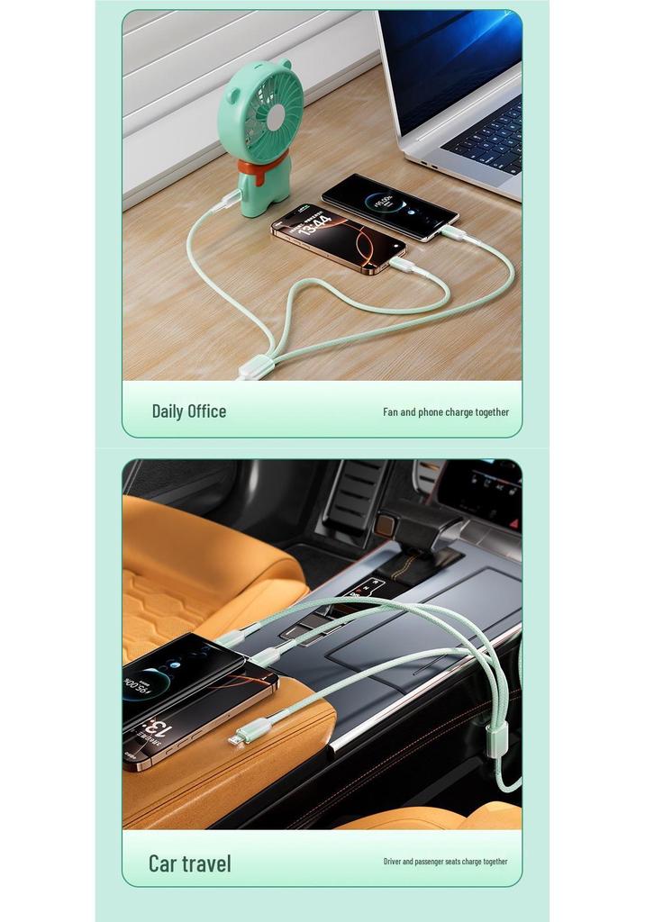 3-in-1 Fast Charging Cable: Compatible with Apple, Huawei, Xiaomi - Type-C Plug