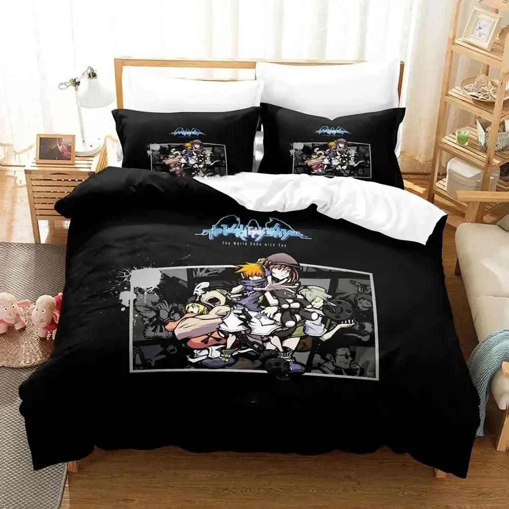 Comforter The World Ends With You Neku Sakuraba Printed Bed Set Bedding Set Linen Sheet Quilt Full Queen King Size