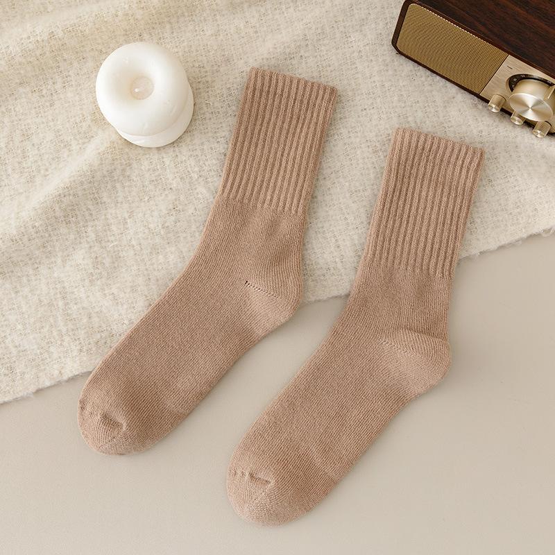 Chaussettes en laine super épaisses pour hommes et personnes âgées en automne et en hiver, chaudes mi-mollet, polaire et chaussettes longues épaissies anti-froid