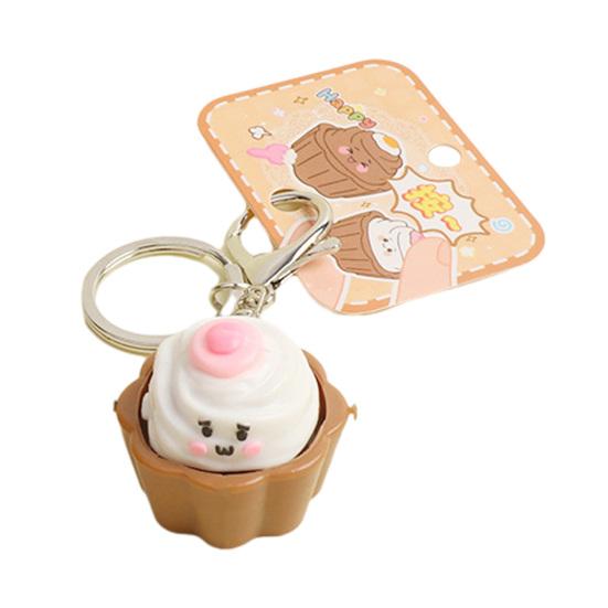 Cartoon Cake Clicker Keychain Toy Stress Relief Decompression Button Fidget Key Ring Backpack Hanging Decoration Bag Charm Purse Pendant