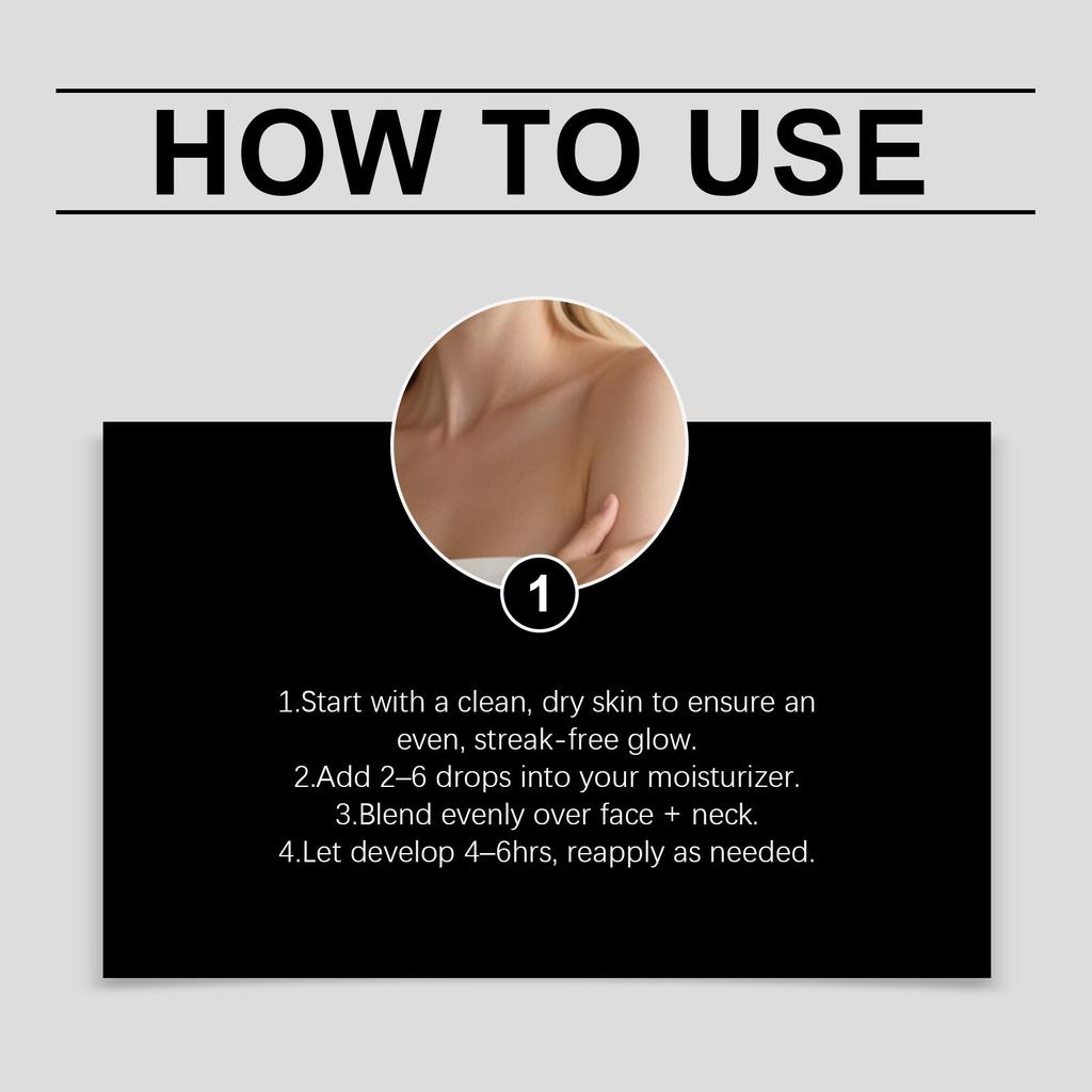 Sunless Tanning Drops Bronzing Drops for Face Gradual Natural-Looking Tan Mixable with Moisturizer Hydrating & Nourishing Vegan