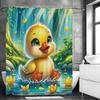 Cartoon Cute Yellow Duck Shower Curtain, Bathroom Decorative Shower Curtain, Waterproof Shower Curtain with Hooks