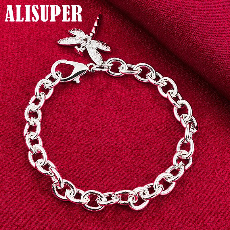 925 Sterling Silber AAA Zirkon Libelle Anhänger Armband Schmuck