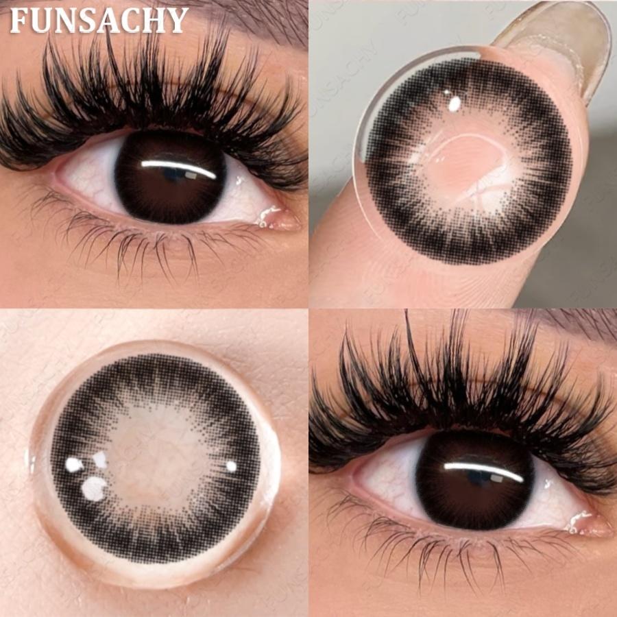 FUNSACHY 1 Pair Coloron Contacts Lens Yearly Use Natural Black Korean Brown Eyes Contact Pupils Cosmetics Fashion Softlen Yearly