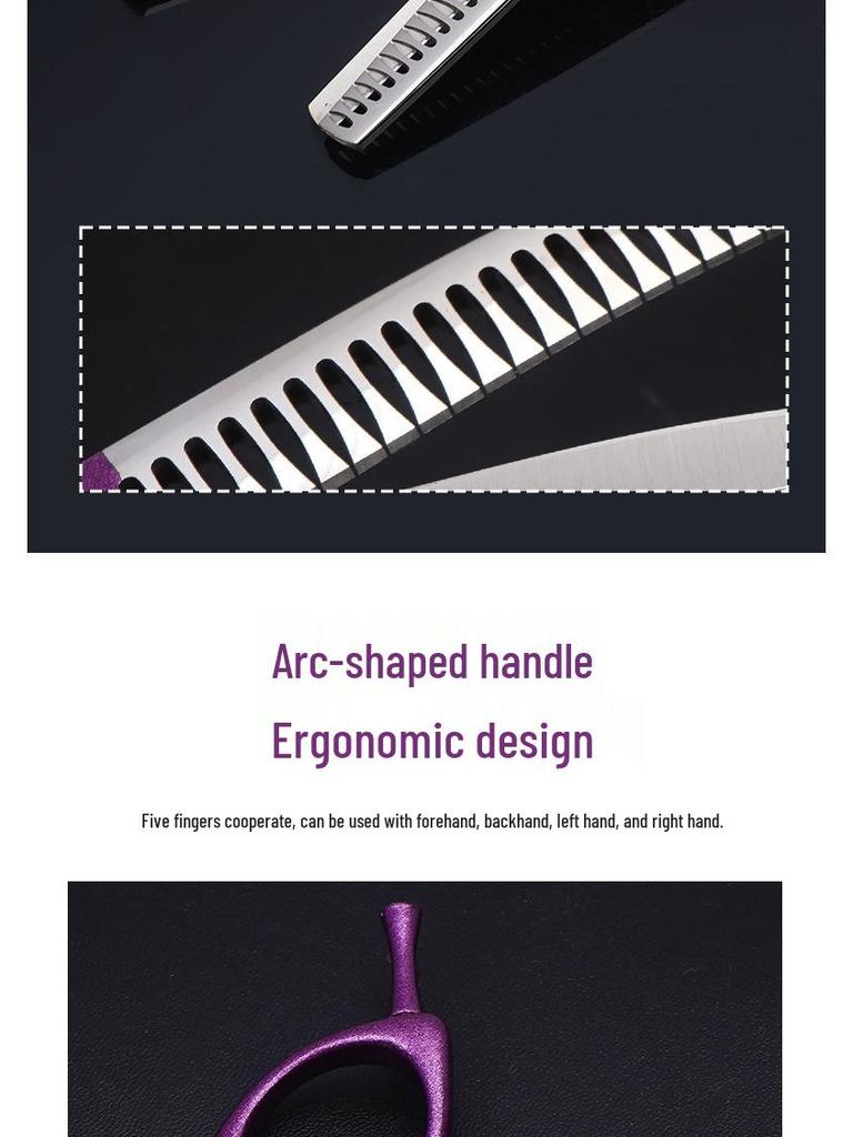 6.5-Inch Purple Pet Grooming Scissors Set: Curved, Upward, Downward, Thinning & Shaping Scissors