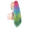 Ponytails Rainbow Ombre Gradient Color Long Curly Ponytail Hair Extension with Claw Instant Styling Hairpiece for Women