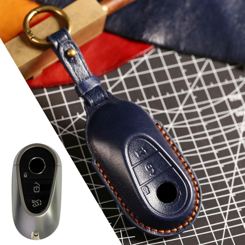 Leather Car Remote Key Cover Case Holder Shell Protector Fob For Mercedes Benz A B C E S Class S400L CLA CLS GLC GLE GLS EQE EQS