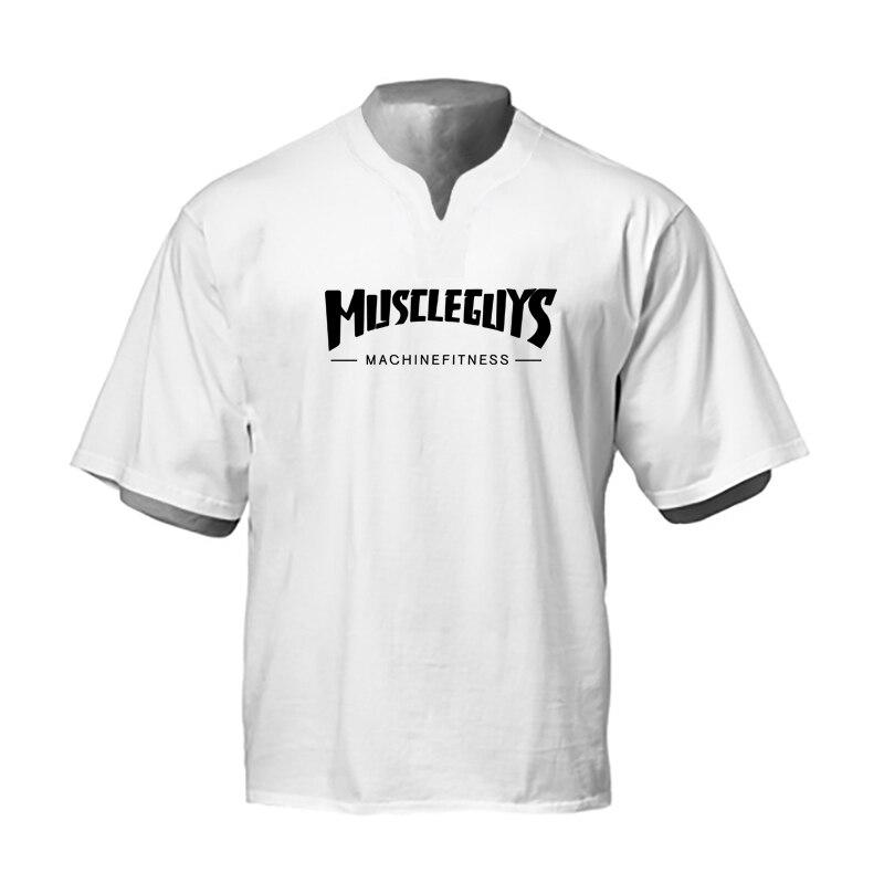 

Muscleguys летние мужские футболки для фитнеса с рисунком, новые молодежные трендовые свободные повседневные топы с короткими рукавами XXL белый