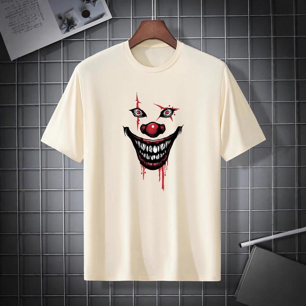 New Summer Men's Cute Smiling Face Printed T-shirt Young Men's Short Sleeves