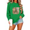 Women's Casual Long Sleeve Christmas Print Neck Top for Holiday and Everyday Wear