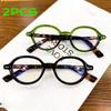 2Pcs Trendy Small Oval Reading Glasses Men Women Ultralight Far Sight Eyeglasses Unisex Fashion Presbyopia Prescriptions