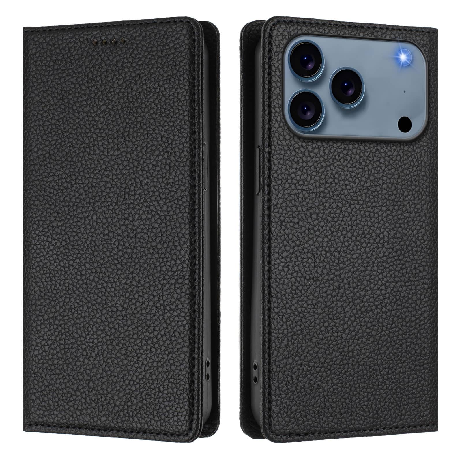 WEFOR for iPhone 17/Air/16/16e/15 Pro Max 16 15 Plus Wallet Case, Flip Folio Case with Magnetic Card Holder Kickstand Shockproof For iPhone 15 чёрный