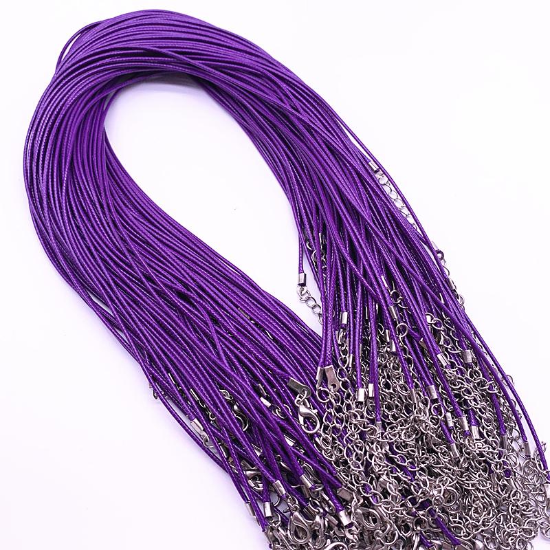 New 10pcs 1.5mm Leather Cord Wax Rope Chain Necklace Extender Chain Lobster Clasp DIY Jewelry Accessories
