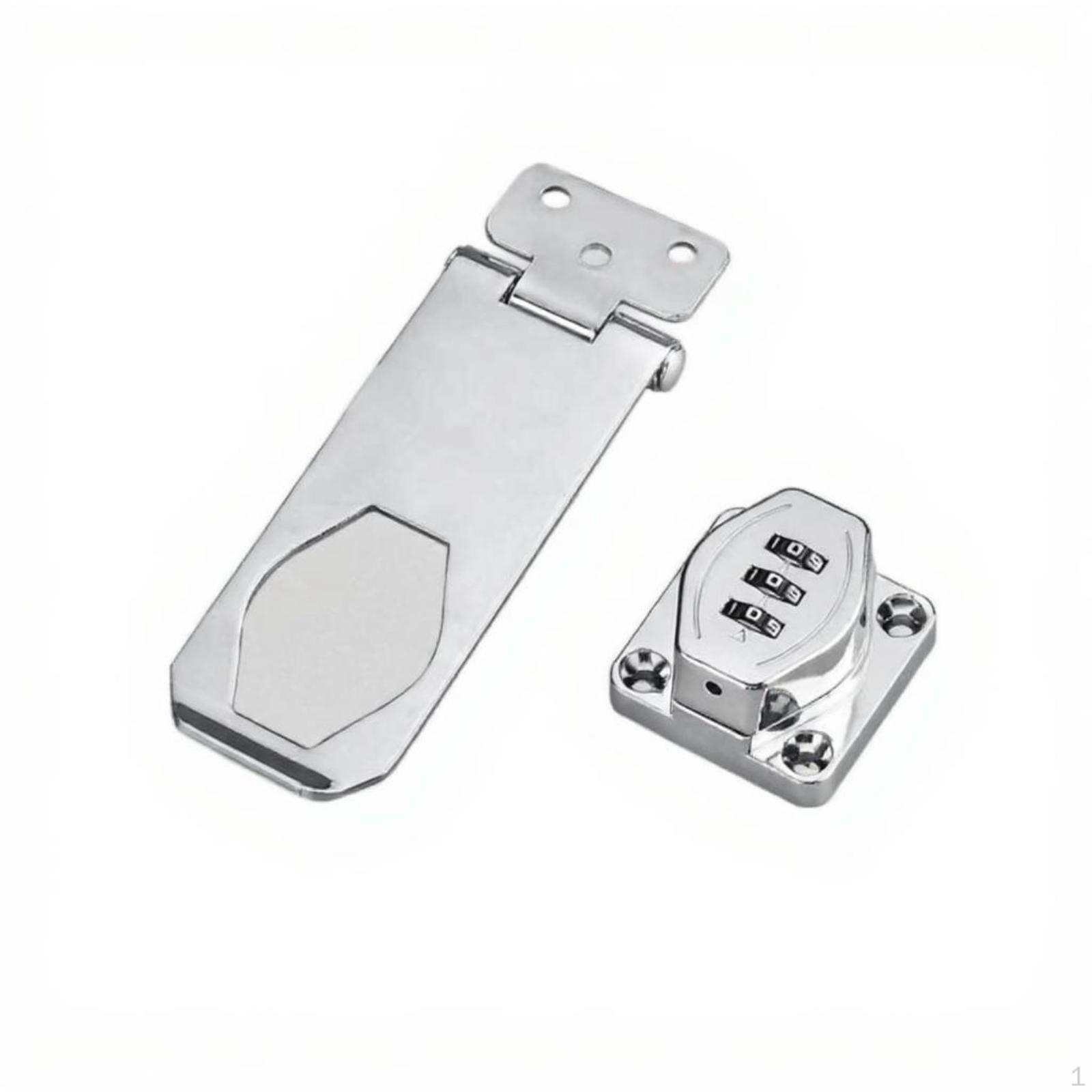 Combination Lock, Keyless Security, Cabinet Drawer Door Safety Latch Black 4 inch Silver 4 inch