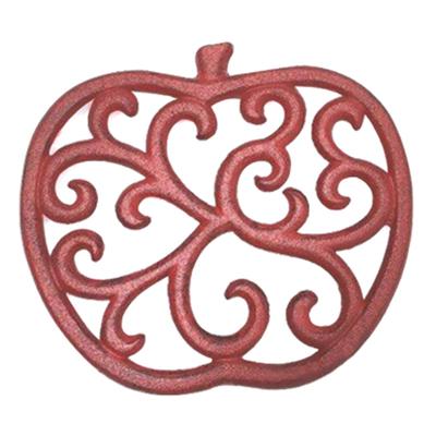 [R6787] - Cast Iron Trivet 'Pomme' Red - 20x18 Cm