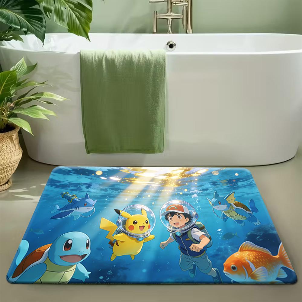 

Bohemian Style Pokemon Characters Print Non-slip Doormat, Soft Absorbent Floor Rug for Home Decor 40cm x 60cm
