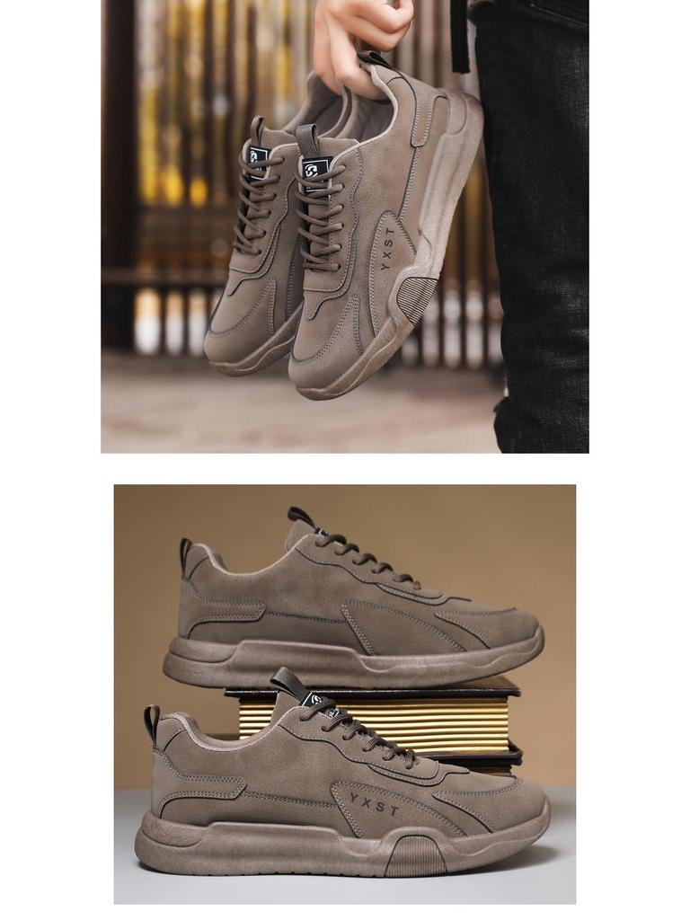 Men's Versatile Leather Lace-up Casual Sneakers - Breathable, Comfortable, Non-slip for Spring & Autumn 2025