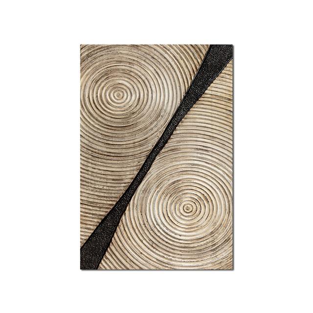 Canvas Painting Nordic Abstract Golden Black Annual Ring Poster and Print Wall Art Picture for Living Room Home Decoration No Frame