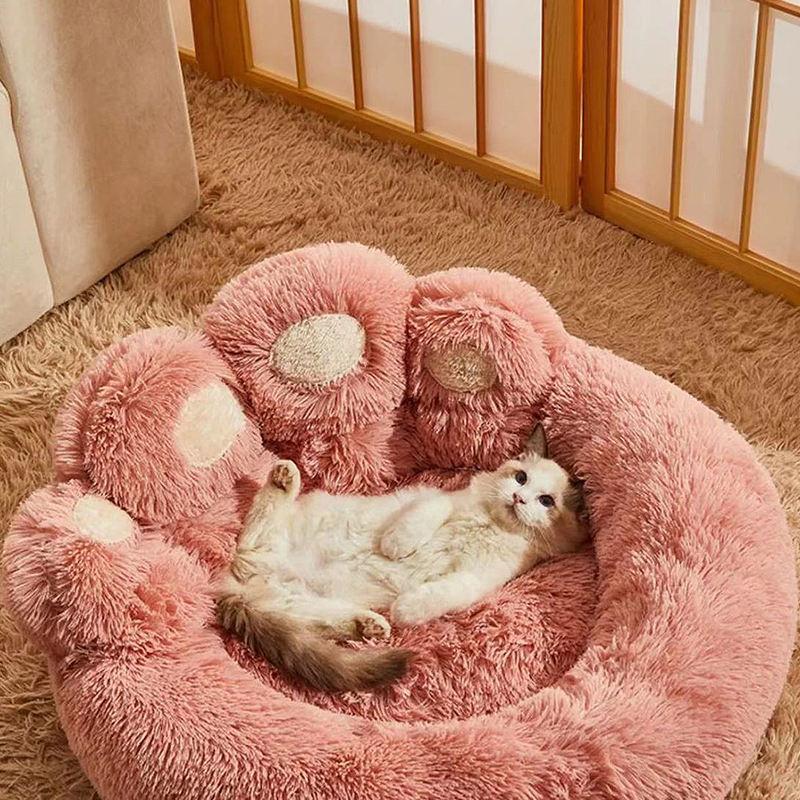 Factory  Custom Logo Luxury Pet Supplier Stuffed Dog Cat Bed Rectangle Shape Removable Lid All Seasons